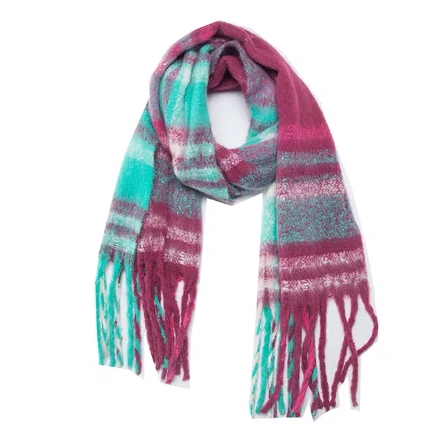 浪莎 大衣搭档 秋冬季梭织圈圈纱撞色格子流苏围巾男女情侣款氛围感软糯保暖围脖披肩 礼盒装 绒线围巾 男女同款情侣款