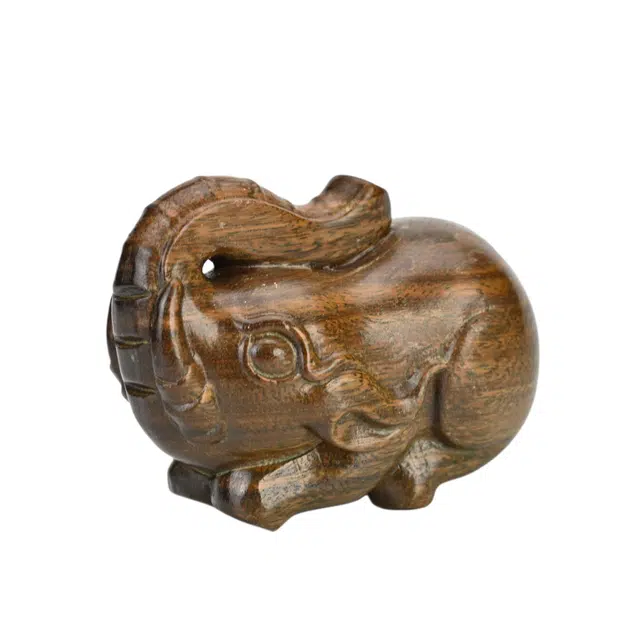 天纵 中式诸事顺遂好运吉祥物实木雕刻吉象平安桌面办公室创意文玩 绿檀 摆件 男女同款情侣款