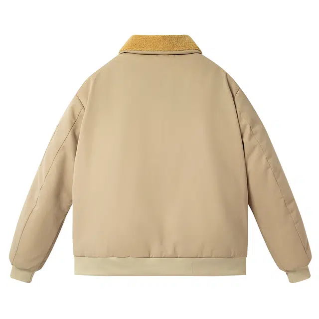 纳趣 美式复古基础款宽松休闲毛领棉服 男女同款