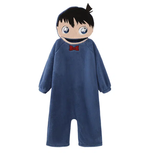 乐姿韵 卡通动漫可爱搞怪连帽长袖家居连体衣 女款 蓝色