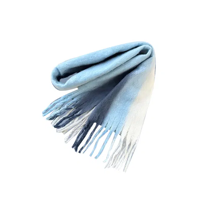 木林森 韩版渐变蓝色马海毛 秋冬季加厚保暖披肩 百搭学生 绒线围巾 男女同款情侣款