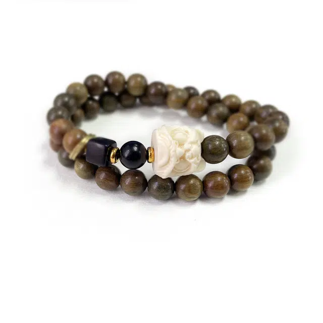 九隆古 新中式国潮转运醒狮纳福 考试考研上岸 本命年双圈叠戴 生日纪念日送礼好礼盒装#好运 绿檀 手串 男女同款情侣款