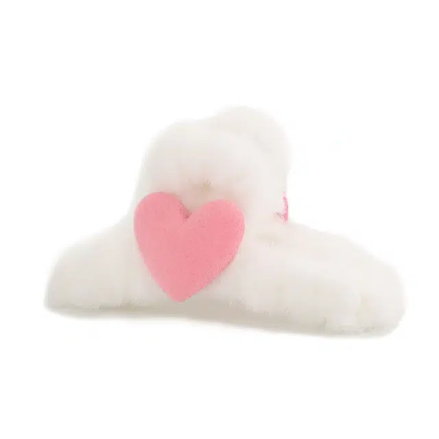 如花梦 爱心后脑勺大号鲨鱼夹发量多甜美可爱 毛绒 发夹 女款