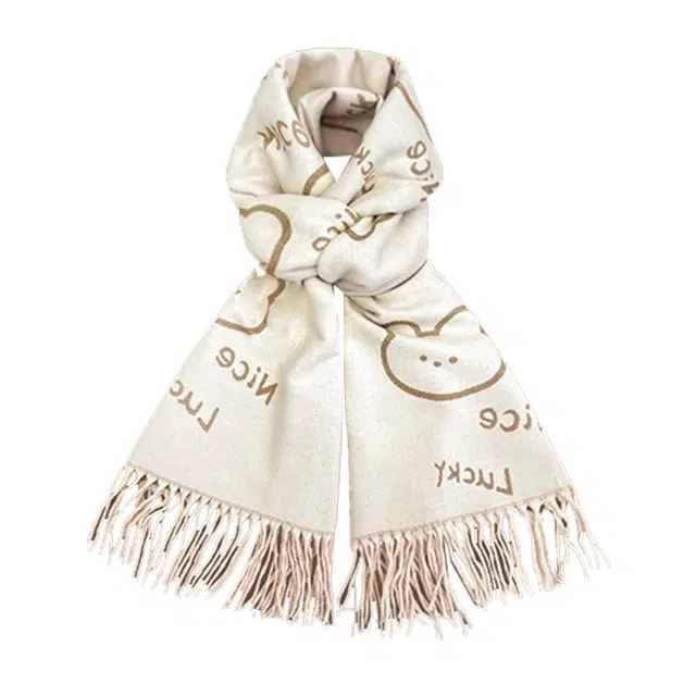 木林森 日系可爱兔子双面仿羊绒 秋冬保暖 简约舒适 绒线围巾 男女同款情侣款