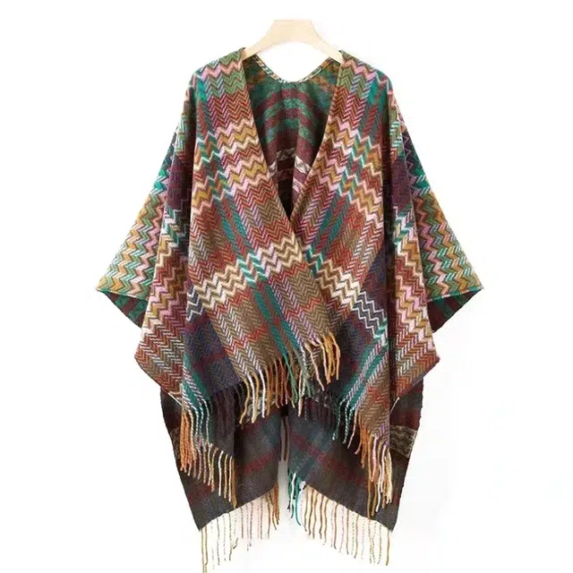 纳兰杜 流苏保暖加厚彩色旅行穿搭气质小众高级感 仿羊绒 披肩 女款