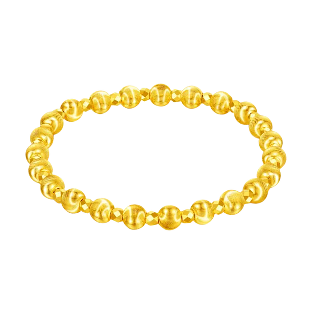 潮宏基 猫眼珠蹦迪珠 手饰大版 时尚简约优雅百搭通勤#好运 足金 按克计价 黄金手串 女款