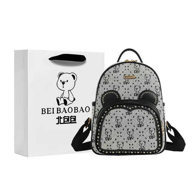 北包包 时尚百搭学生小熊小众通勤休闲 帆布 双肩包 女款 灰色/卡其色