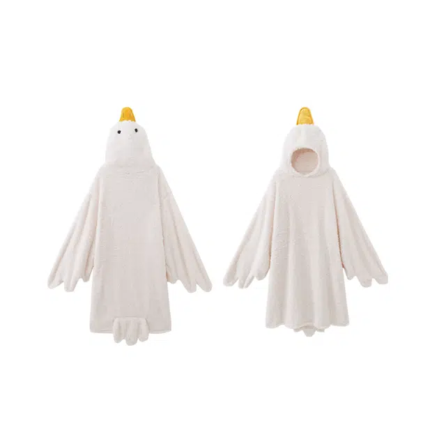 乐姿韵 搞怪可爱大白鹅蓄热加厚家居服睡袍 女款 白色