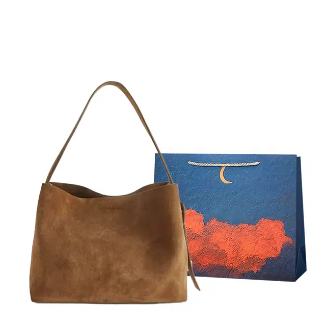 爱尔绅特 秋冬高级感休闲 麂皮 斜挎包 女款 棕色