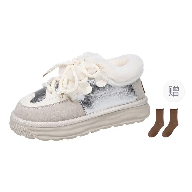 小鹿米利 耐磨防滑保暖 加绒加厚厚底 及踝 雪地靴 女款