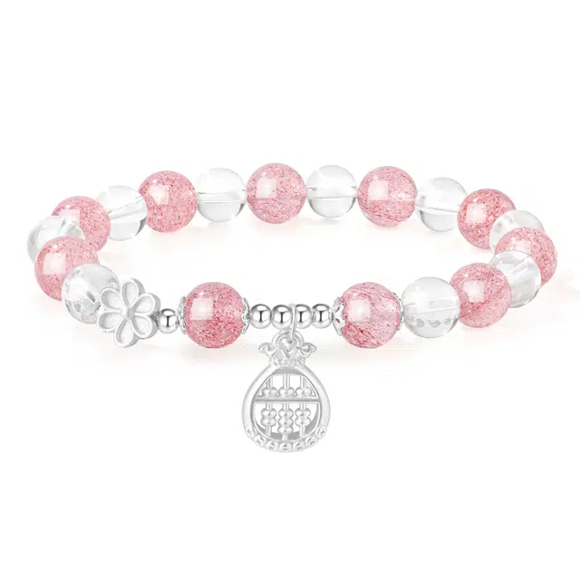 老凤祥 花漾算盘新中式算财源滚滚桃花小众高级感#好运 水晶 手串 女款