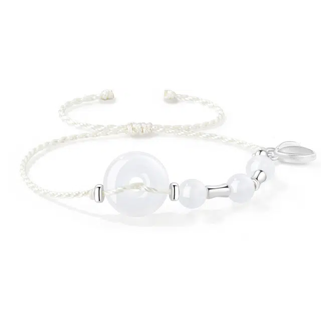 老凤祥 平安竹扣 民族风节节高升转运珠好运平安扣小众设计高级感手绳 玉髓 玉石手链 女款