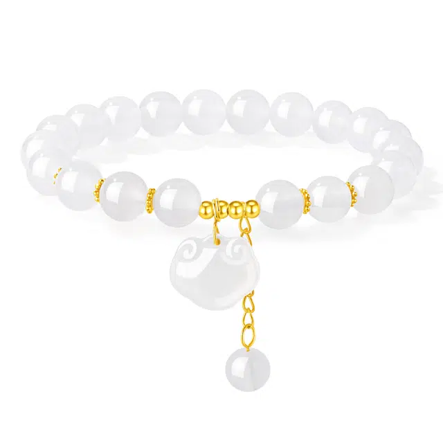 老凤祥 平安如意新中式祥云平安锁好运流苏小众轻奢高级感精品 玉髓 手串 女款