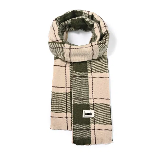 啄木鸟 高级感条纹格子保暖加厚秋冬季柔软清新文艺显白防寒护颈百搭两用 绒线围巾 男女同款情侣款