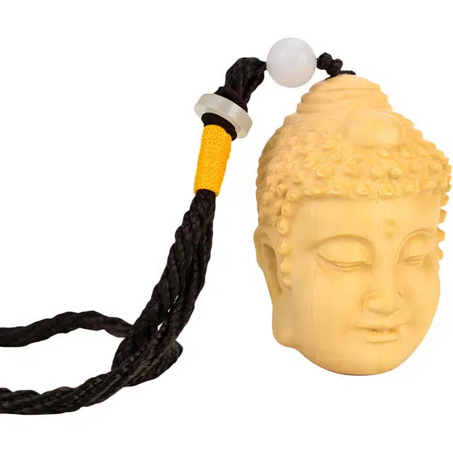 天纵 中式复古风纳福好运文玩挂件 实木双面精雕一念之间善恶佛魔平安手工艺品 黄杨木 木作把件 男女同款情侣款