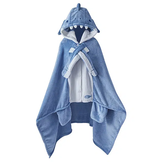 秀黛 披肩斗篷式连可爱居家服睡袍 女款 蓝白色
