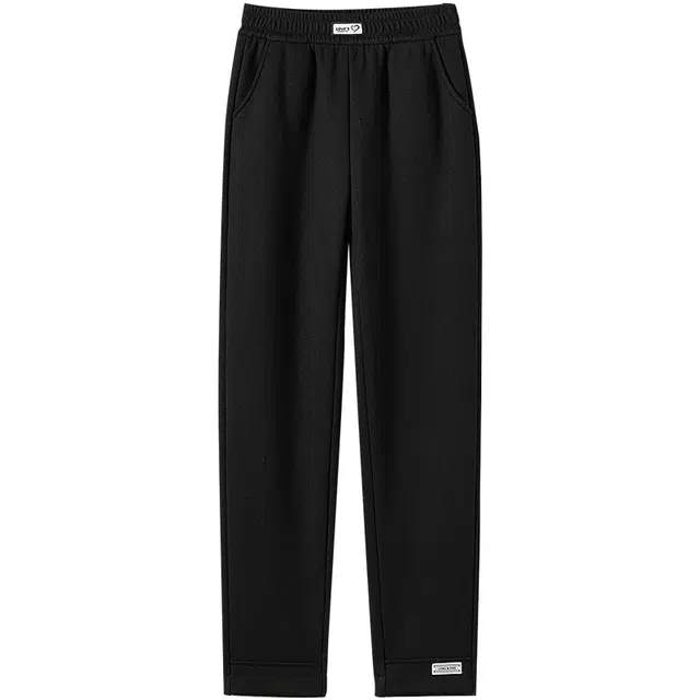 她池 简约厚款哈伦宽松舒适休闲裤 女款 黑色