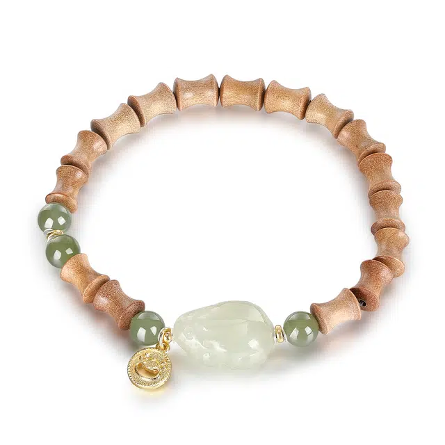 翠雅金楼 国潮新中式招财转运竹节珠貔貅 民族风高级感木作文艺 檀木 手串 男女同款情侣款