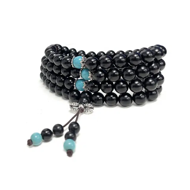 九隆古 财源滚滚 国风转运多圈叠戴 文玩佛珠招财纳福 好运连连有钱花 礼盒装 黑檀 手串 男女同款情侣款