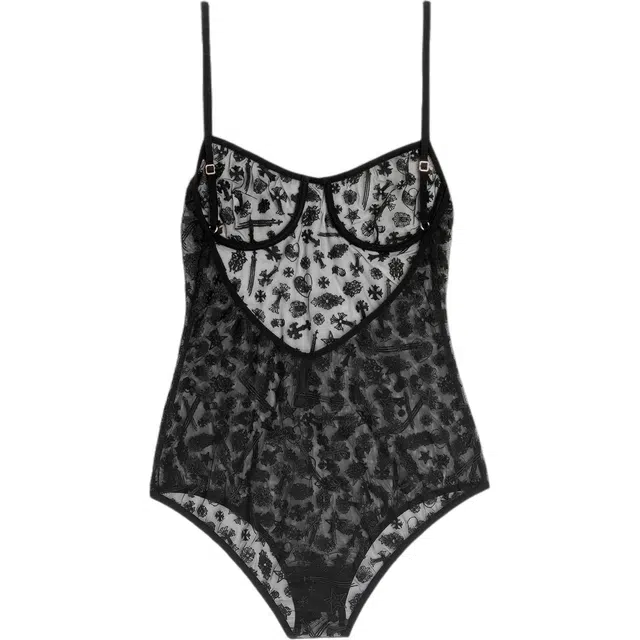 Chrome Hearts FW24 Lace Embroidered Jumpsuit Black