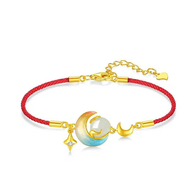 阡陌 星伴月手绳  新中式国风珐琅元素 气质优雅文艺 汉服旗袍穿搭 新年节日礼盒 玉髓 手链 女款