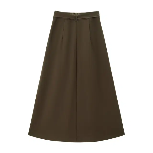 佐丹奴 磨毛垂感日字扣腰带梭织舒适休闲长裙 女款