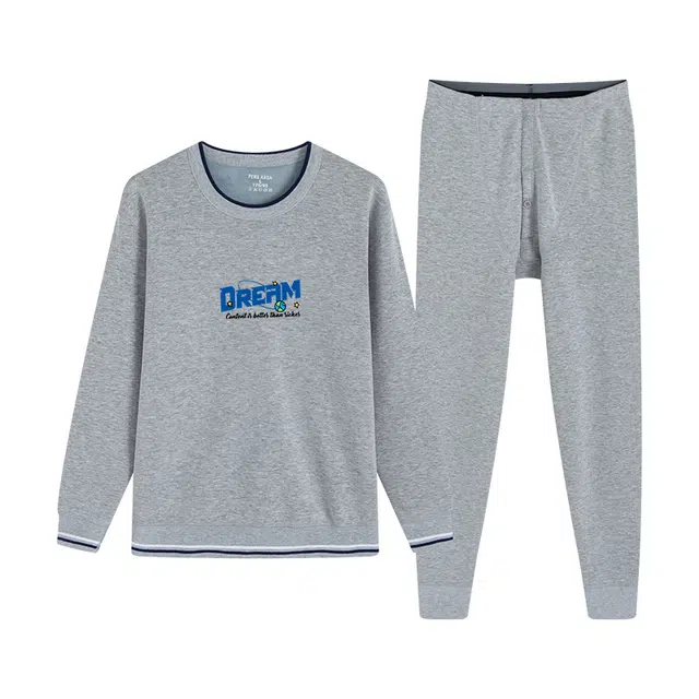 贴身领域 青少年加绒加厚初高中学生防寒打底保暖套装 男款