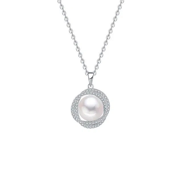 周百福 国潮新中式优雅浪漫轻奢气质复古小众高级感 碎银几两锁骨颈链 淡水珍珠 项链 男女同款情侣款