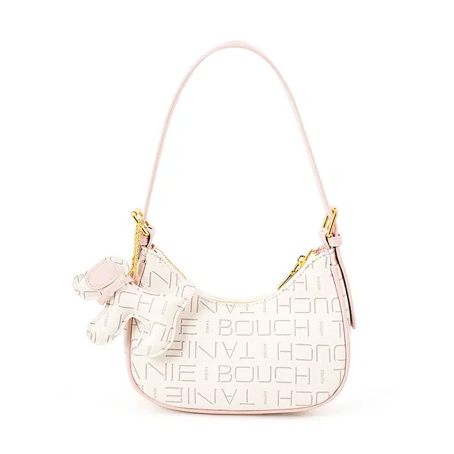 维尼奥 小众设计简约百搭枕头包高级感时尚休闲气质通勤包 合成革 单肩斜挎手提包 常规 女款 粉白色/粉咖色