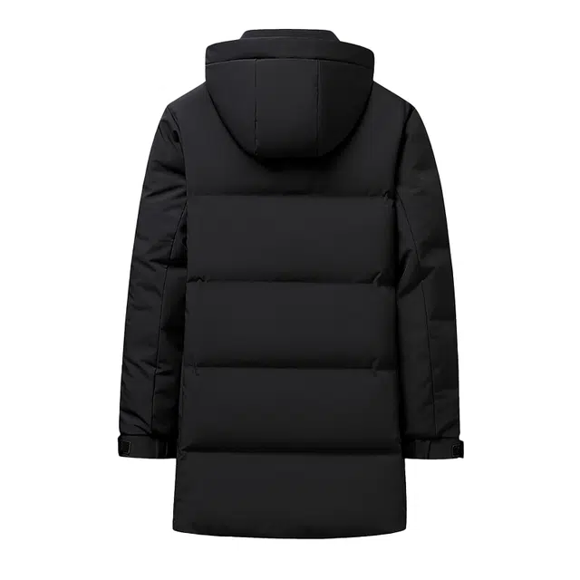 雅鹿 中长款简约纯色连帽百搭防风保暖通勤羽绒服 男女同款