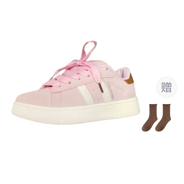 小鹿米利 小众百搭运动休闲 防滑耐磨透气 低帮 板鞋 女款 粉色