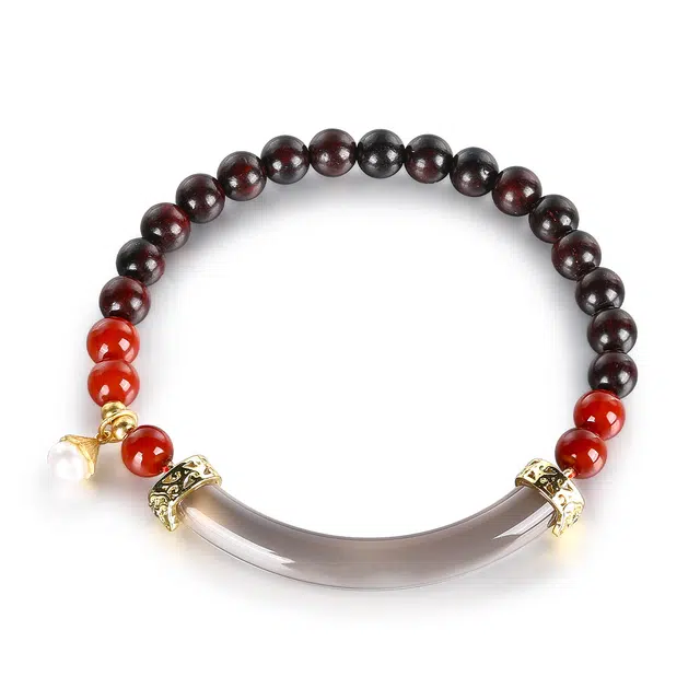 翠雅金楼 国潮珠串半月弥裳 新中式招财转运 民族风高级感木作文艺#好运 紫檀属 手串 男女同款情侣款