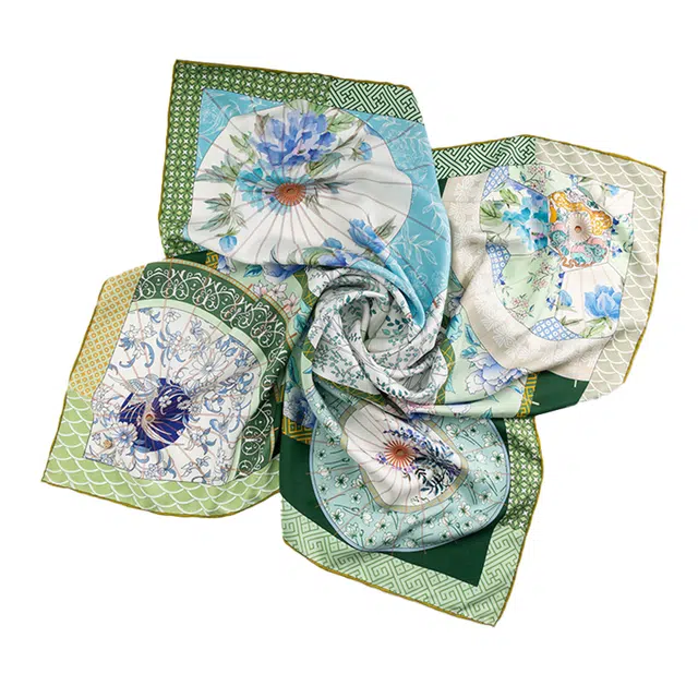 故宫联名 上海故事 方巾双面同色印花垂坠顺滑柔软亲肤纯手工卷边工艺礼盒包装 桑蚕丝 丝巾 女款