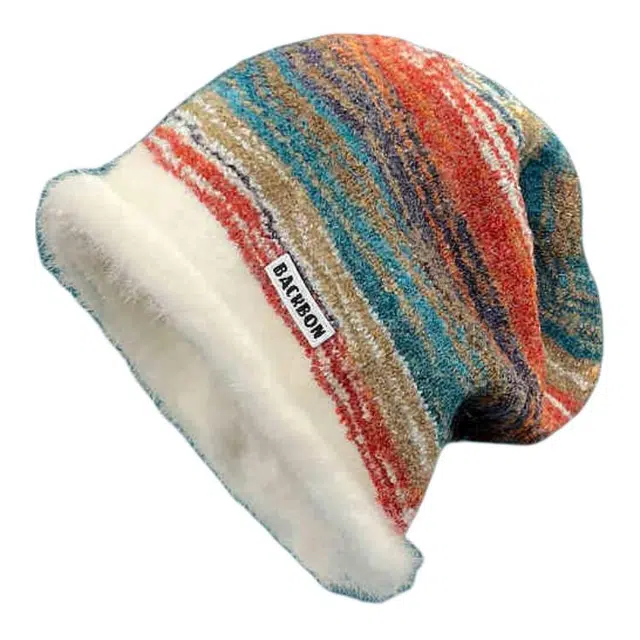 木林森 韩版日系大头围防寒保暖潮人混色百搭套头休闲简约 圈圈纱 绒线帽 男女同款情侣款