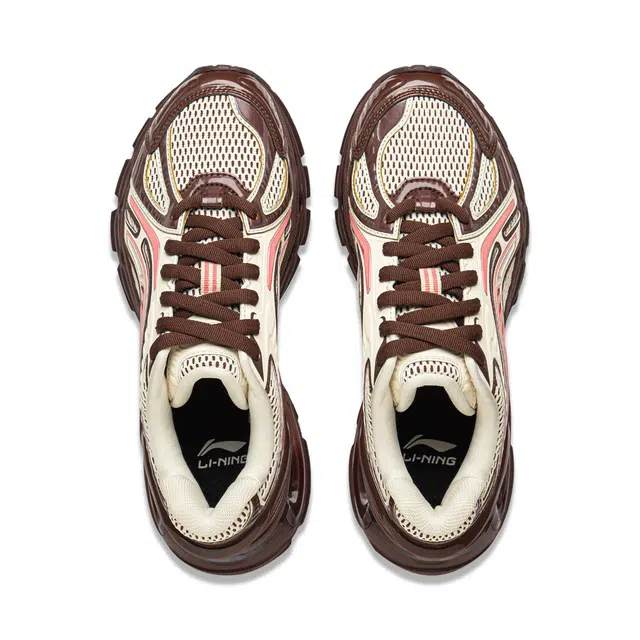 中国李宁 稳定 潮流运动 支撑耐磨防滑 低帮 生活休闲鞋 女款 褐米