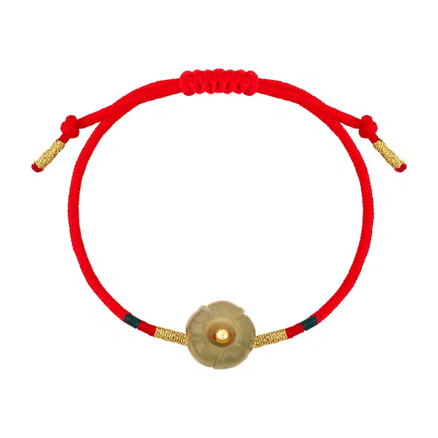 凤凰涅磐 和田玉本命年红手绳古风细手绳可调节编织 和田玉 和田玉手链 女款 青白玉 礼物