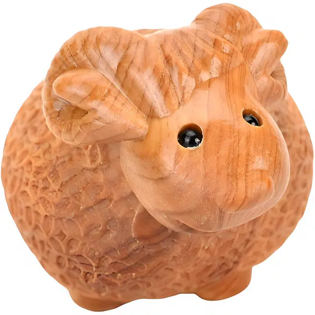 天纵 中式十二生肖平安好运治愈系文玩潮件 实木雕刻微笑招财金钱羊随身把玩生日纪念日 崖柏 把件 男女同款情侣款