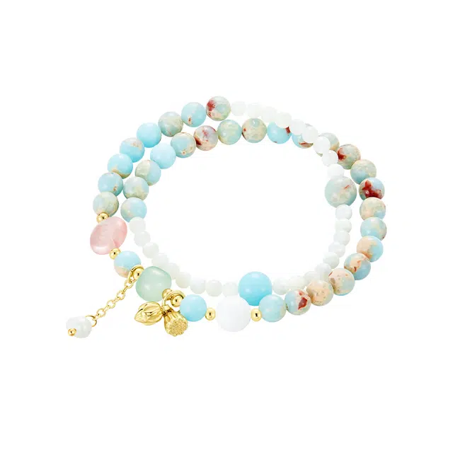 迷颂玛 两世欢 民族风配饰 叠戴双圈 时尚高级感 森系小清新 寿山石 手串 女款