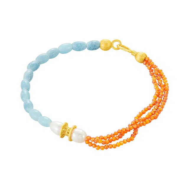 迷颂玛 蓝橙幻彩 新中式国风国潮高级感 民族风穿搭出行 百搭不重样 小众轻奢时尚设计 天然石 手链 女款