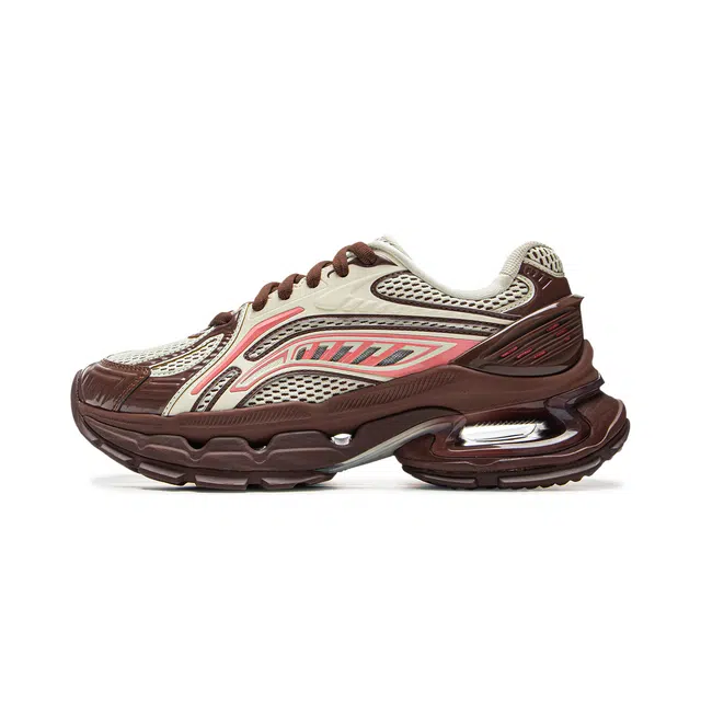 中国李宁 稳定 潮流运动 支撑耐磨防滑 低帮 生活休闲鞋 女款 褐米