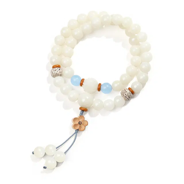 【普陀山官方已祝福】 普陀山文创 好运莲莲多圈新中式转运招财纳福佛珠手饰 生日送礼送女友送妈妈节日礼盒 白玉菩提 手串 男女同款情侣款