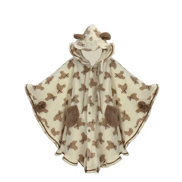 木清清 斗篷可爱家居服睡柔软舒适睡袍 女款 杏色