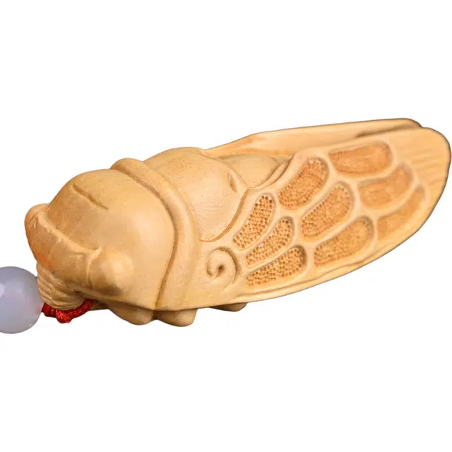 天纵 实木雕刻金蝉一鸣惊人文玩吉祥物   中式招财好运学业有挂饰品 黄杨木 把件 男女同款情侣款