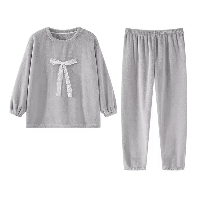 欧诗帛 加厚舒适休闲长袖长裤家居服睡衣套装 女款 图片色