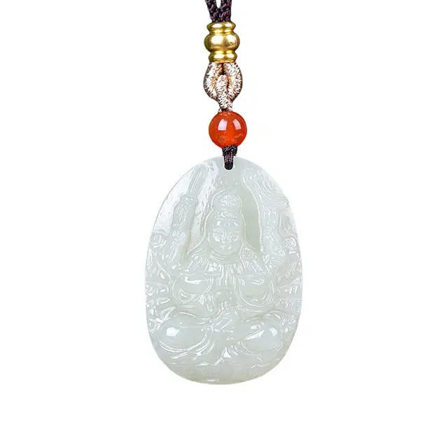 舒杰 本命年生肖八大守护神项链 和田玉 白玉/青白玉 男女同款情侣款