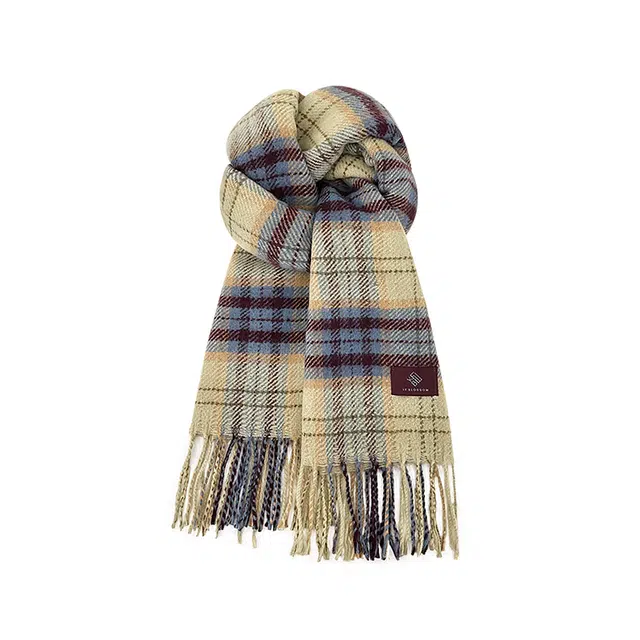 木林森 日系复古格纹仿羊绒流苏 秋冬季学生保暖气质百搭 绒线围巾 男女同款情侣款