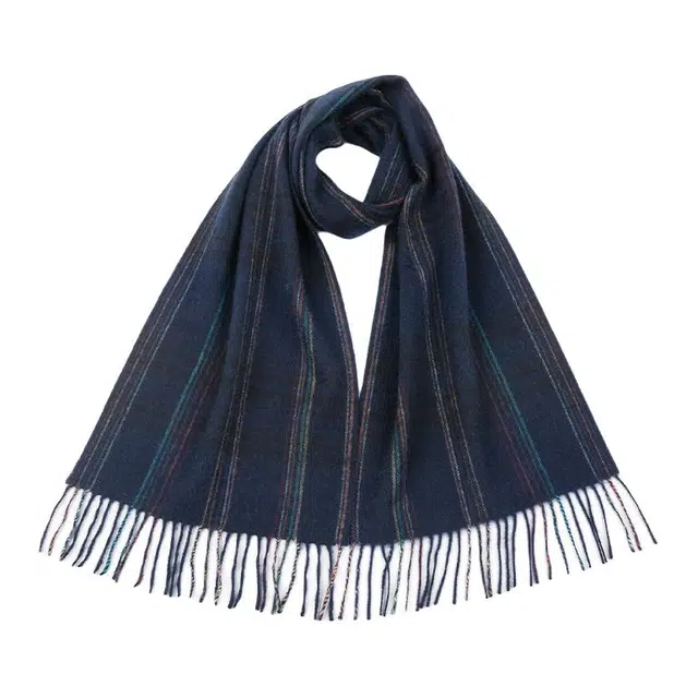 恒源祥 横条保暖 山羊绒 绒线围巾 男款