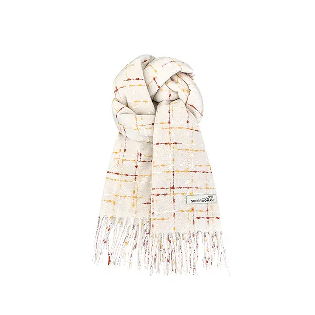 木林森 韩系温柔系彩线仿羊绒流苏围脖 秋冬季保暖百搭氛围感 绒线围巾 男女同款情侣款