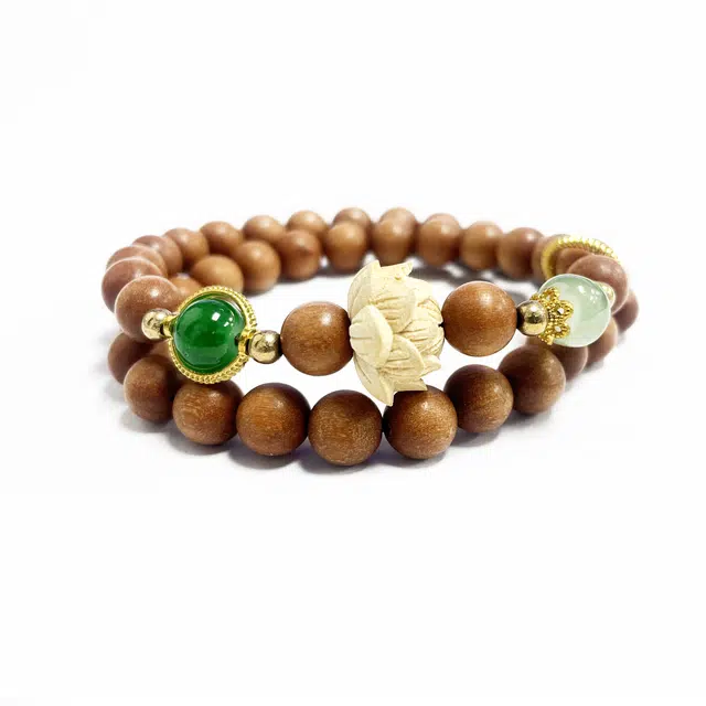 九隆古 【过手留香】好运莲莲花串珠转运珠 考试考研上岸国潮双圈叠戴盘玩串珠 生日纪念日好运礼盒装#好运 檀木 手串 男女同款情侣款