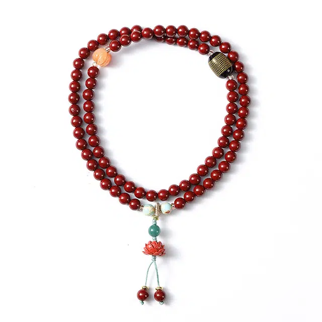 琉堇 考试考研考公上岸文玩佛珠 好运莲莲多圈叠戴转运珠手饰 送礼女友 心想事成 朱砂 手串 男女同款情侣款